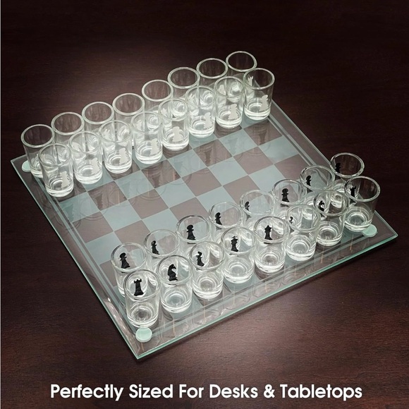 Shot Glass Chess Set - Black and Clear - Picture 4 of 7